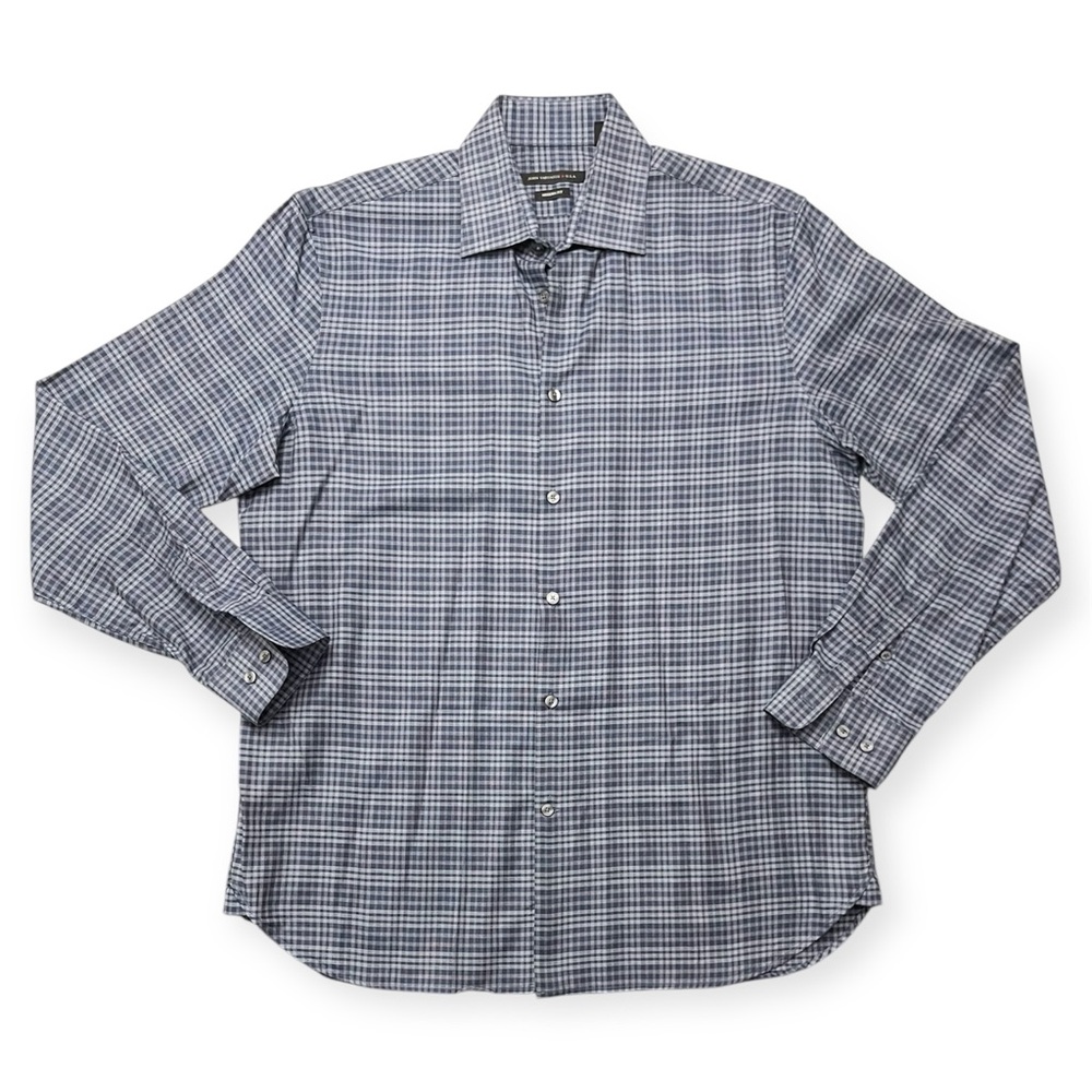 John Varvatos USA Plaid Button Down Shirt - Blue Gray